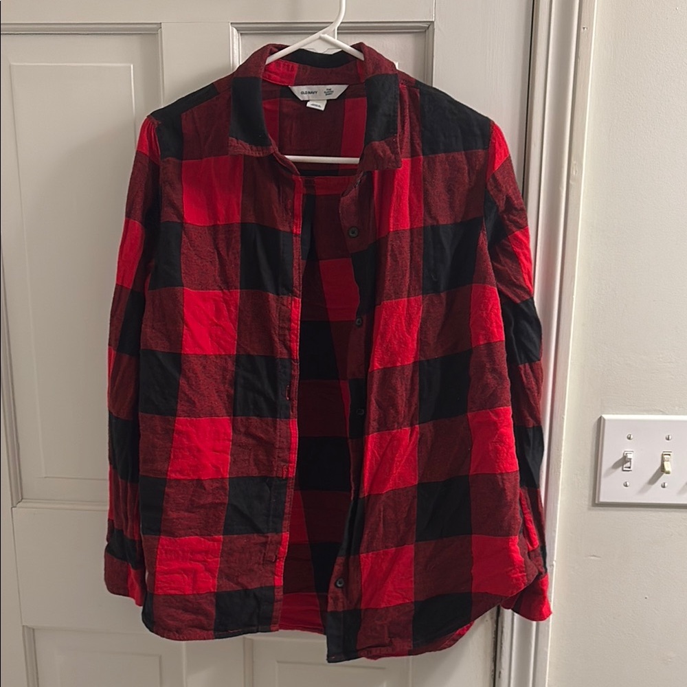 Old Navy Red and Black Plaid Shirt
